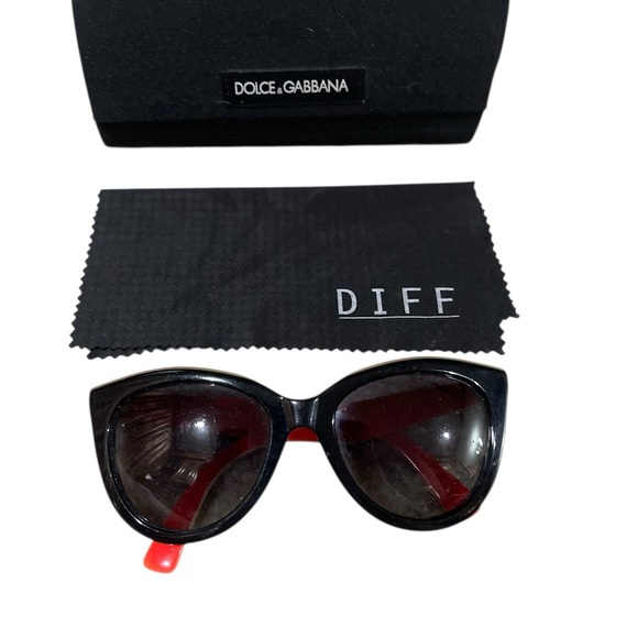 Dolce & Gabbana Accessories - Dolce & Gabbana Black Sunglasses with Red Temple Accents
